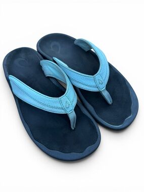 Olukai Flip Flops Womens 7 Blue Comfort Thong Sandals